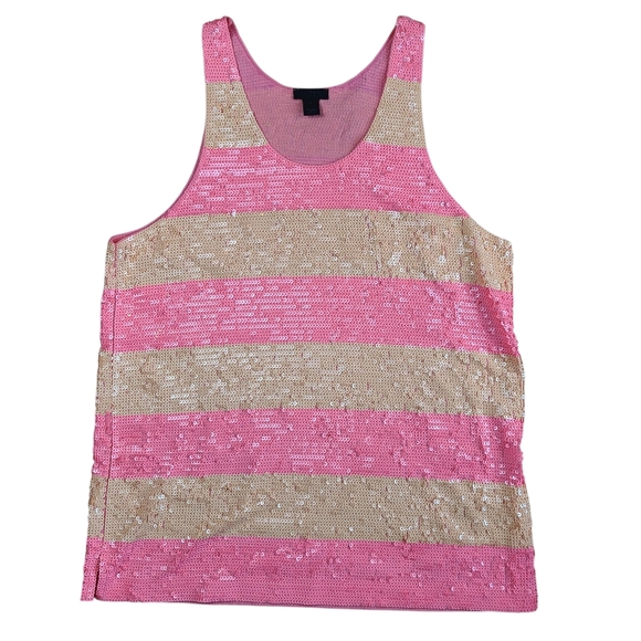 J. Crew Tops - J.Crew Sequined Size Large Tank Top Summer Bling Preppy Coquette